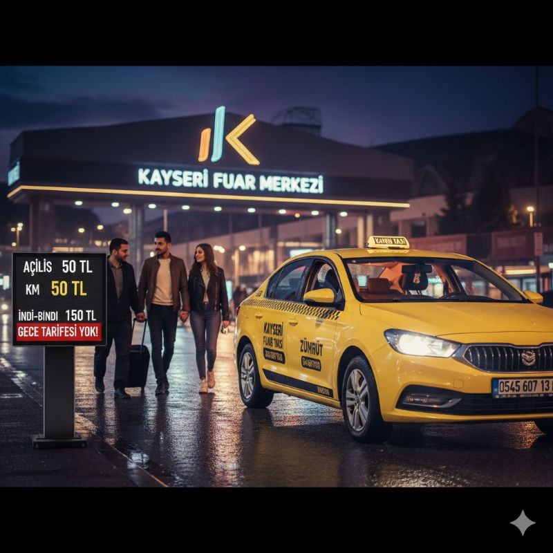 Kayseri Taksi Ücretleri 2025: Gece Tarifesiz 50 TL Açılış – 7/24 Fuar Taksi