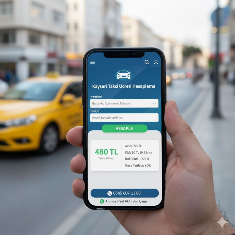 Kayseri Taksi Ücreti Hesaplama Aracı: KM Başı 50 TL | Anında Fiyat Al